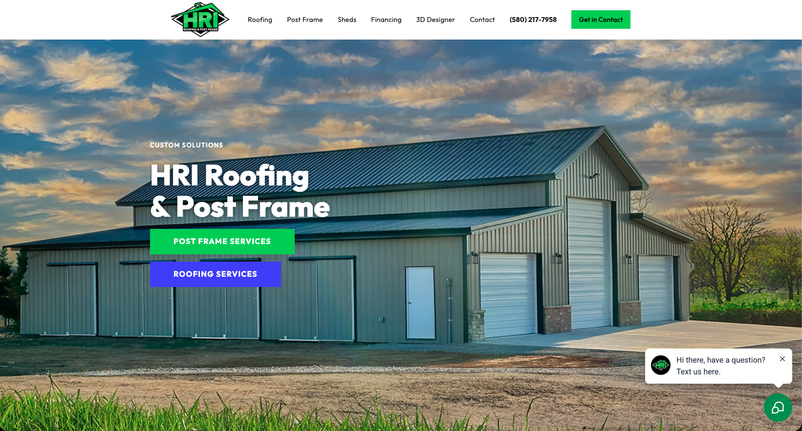 HRI Post Frame Website Design & E-commerce Integration